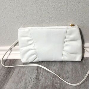 Vintage White Genuine Leather Convertible Crossbody/Clutch